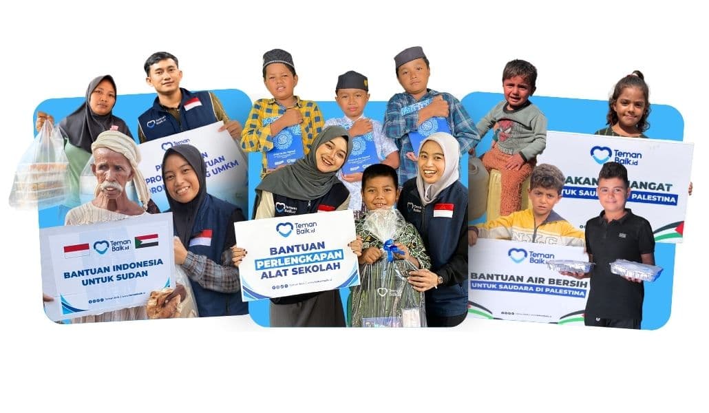 Relawan TemanBaik menyalurkan bantuan kepada penerima manfaat